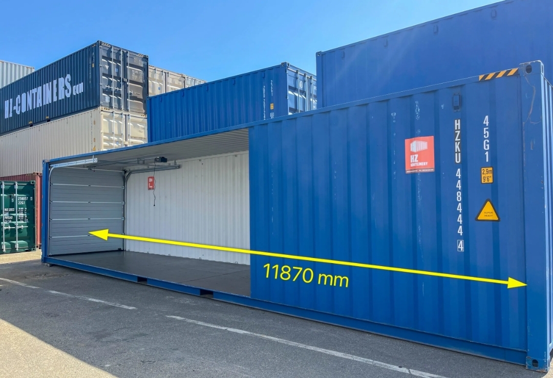 Conteneur 40 HC avec entraînement électrique Hörmann et portes sectionnelles latérales à pans coupés - Imagen 11