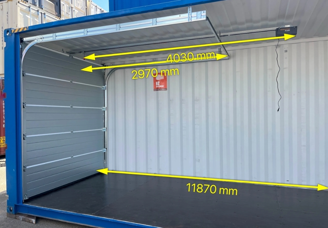 Conteneur 40 HC avec entraînement électrique Hörmann et portes sectionnelles latérales à pans coupés - Imagen 12